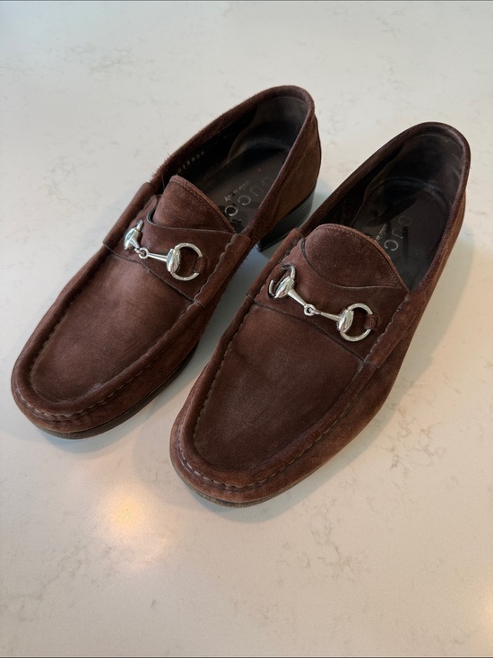 Gucci Mens Classic Brown Suede Horse Bit Loafers - Men main image 10